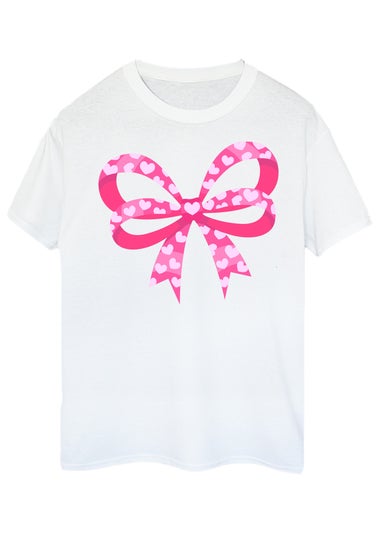 Brands In Valentine's Day Heart Bow Adult White Boyfriend Fit T-Shirt