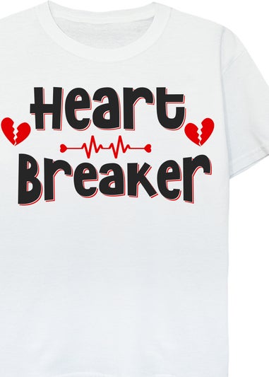 Brands In Valentine's Day Heart Breaker Kids White T-Shirt (3-13 Years)