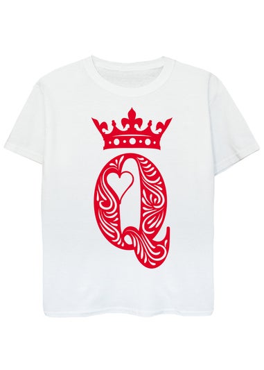 Brands In Valentine's Day Queen Of Hearts Kids White T-Shirt (3-13 Years)