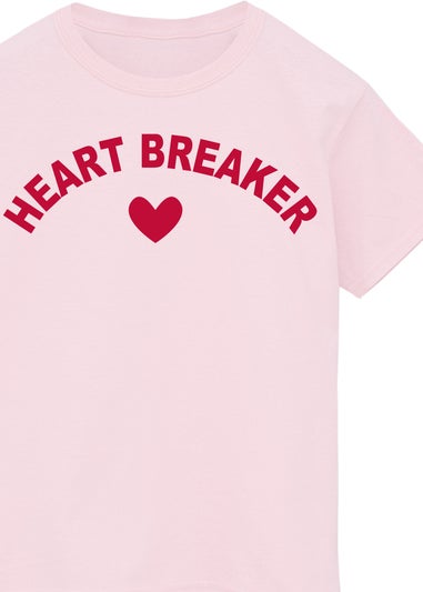 Brands In Valentine's Day Collegiate Heart Breaker Kids Pink T-Shirt (3-13 Years)