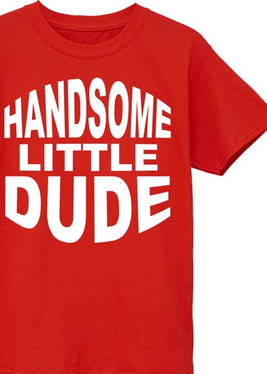 Brands In Valentine's Day Handsome Little Dude Kids Red T-Shirt (3-13 Years)