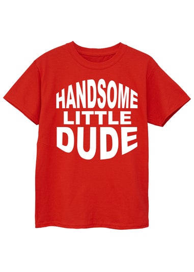 Brands In Valentine's Day Handsome Little Dude Kids Red T-Shirt (3-13 Years)