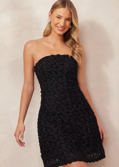 Quiz Black Floral Bandeau Mini Dress