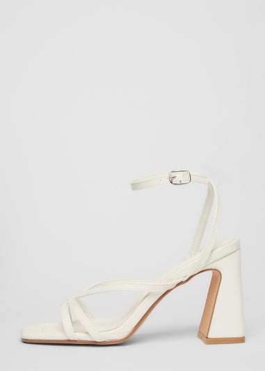 Quiz White Strappy Block Heels