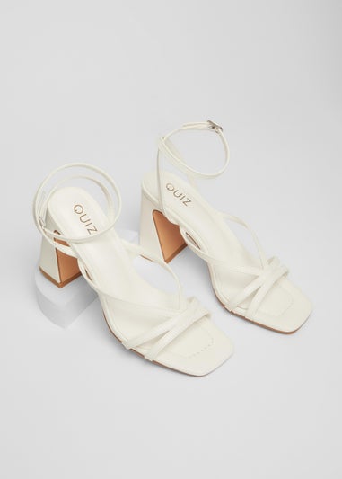 Quiz White Strappy Block Heels