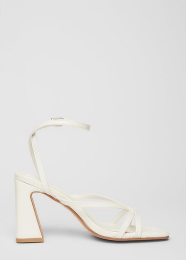 Quiz White Strappy Block Heels