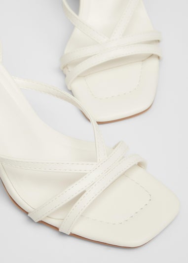 Quiz White Strappy Block Heels