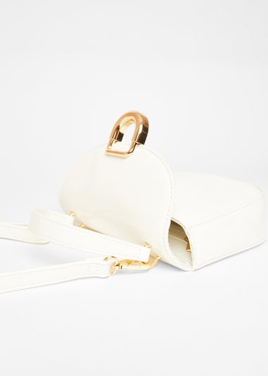 Quiz White Faux Leather Top Handle Bag