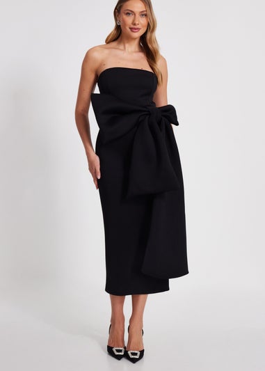 Quiz Black Strapless Bow Midaxi Dress