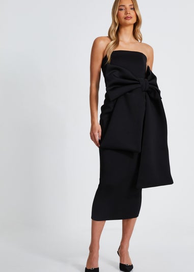 Quiz Black Strapless Bow Midaxi Dress