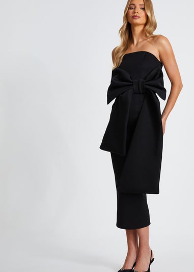 Quiz Black Strapless Bow Midaxi Dress