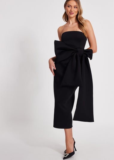 Quiz Black Strapless Bow Midaxi Dress
