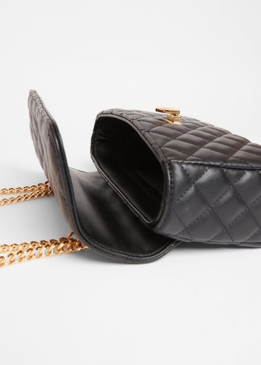 Quiz Black Quilted Cross Body Bag