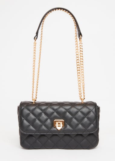 Quiz Black Quilted Cross Body Bag