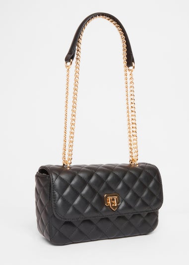 Quiz Black Quilted Cross Body Bag