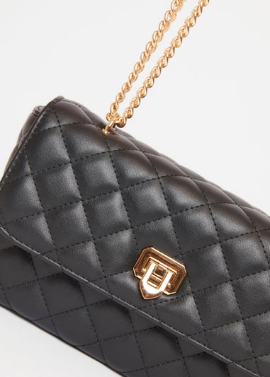 Quiz Black Quilted Cross Body Bag