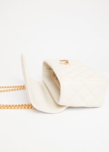 Quiz White Quilted Cross Body Bag