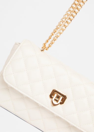 Quiz White Quilted Cross Body Bag