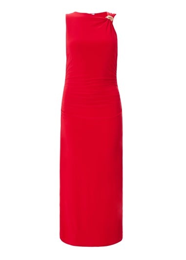 Quiz Red Petite Buckle Detail Midaxi Dress