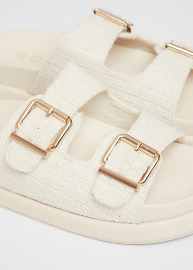 Quiz White Double Buckle Flat Sandals