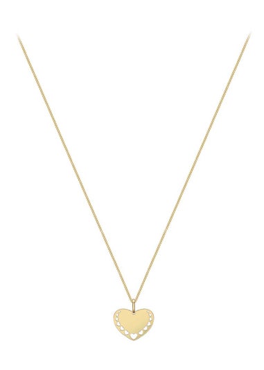 Golden Moments 9ct Yellow Gold Mini-Heart-Cutout-Design Heart Pendant
