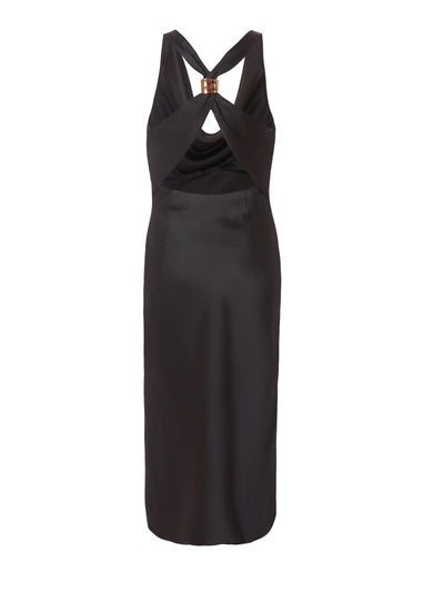 Quiz Black Petite Satin Midaxi Dress