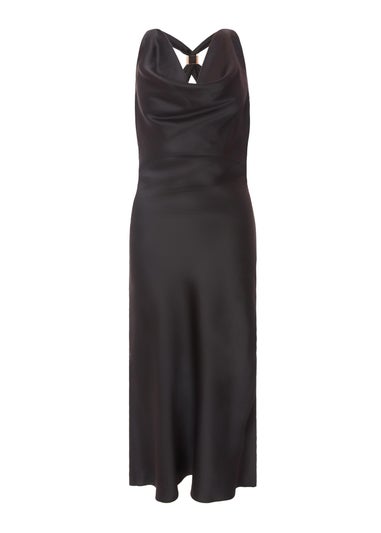 Quiz Black Petite Satin Midaxi Dress