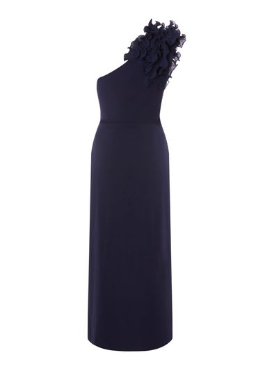 Quiz Navy Petite One Shoulder Maxi Dress