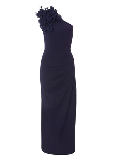 Quiz Navy Petite One Shoulder Maxi Dress