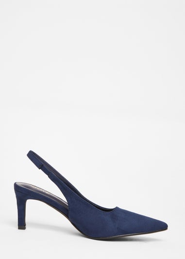 Quiz Navy Slingback Low Court Heels