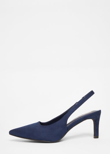 Quiz Navy Slingback Low Court Heels