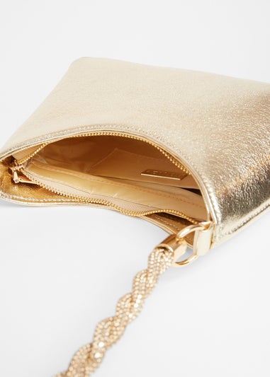 Quiz Gold Diamante Twist Handle Bag