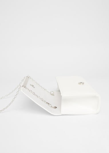 Quiz White Metallic Clutch Bag