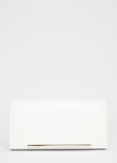 Quiz White Metallic Clutch Bag