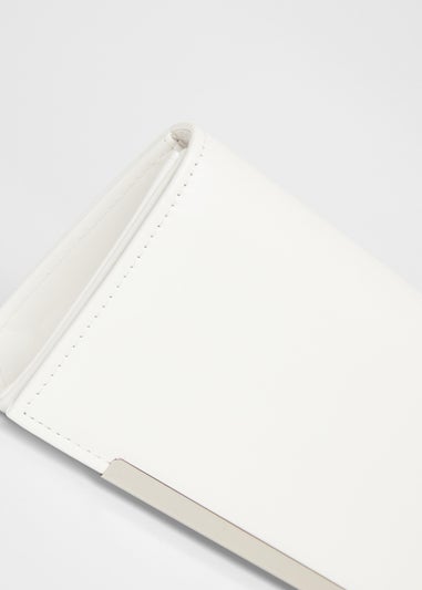 Quiz White Metallic Clutch Bag