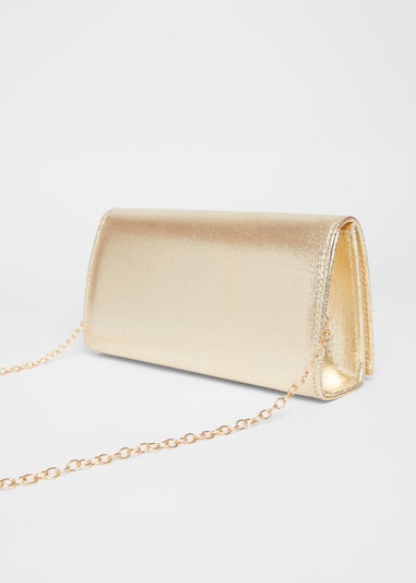 Quiz Gold Metallic Clutch Bag