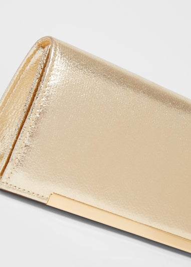 Quiz Gold Metallic Clutch Bag