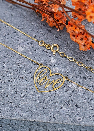 Golden Moments 9ct Yellow Gold 'Love' Heart Adjustable Necklace