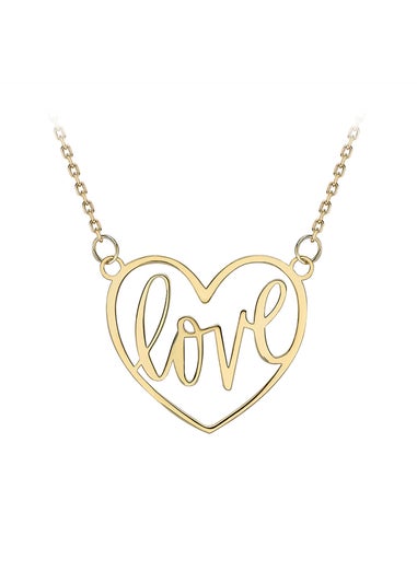 Golden Moments 9ct Yellow Gold 'Love' Heart Adjustable Necklace