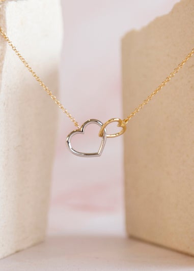 Golden Moments 9ct 2-Colour Gold Interlocked-Hearts Necklace