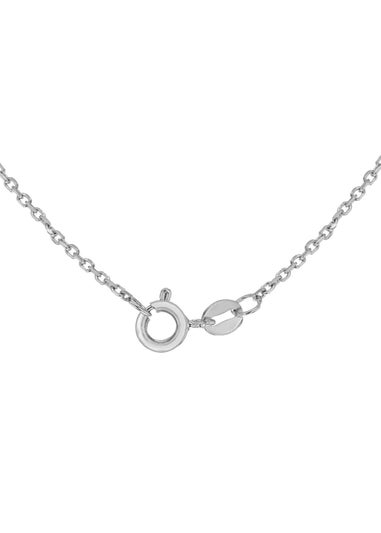 Golden Moments Rhodium Plated CZ Scroll Heart Pendant Adjustable Necklace