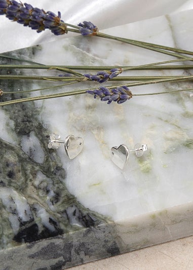 Golden Moments Sterling Silver CZ Polished 'Heart' Stud Earrings