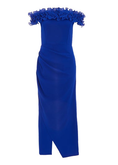 Quiz Blue Petite Ruffle Maxi Dress