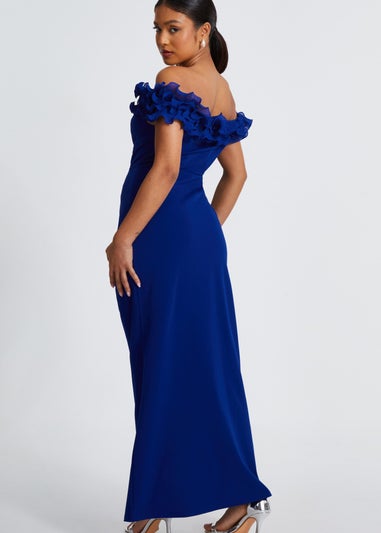 Quiz Blue Petite Ruffle Maxi Dress