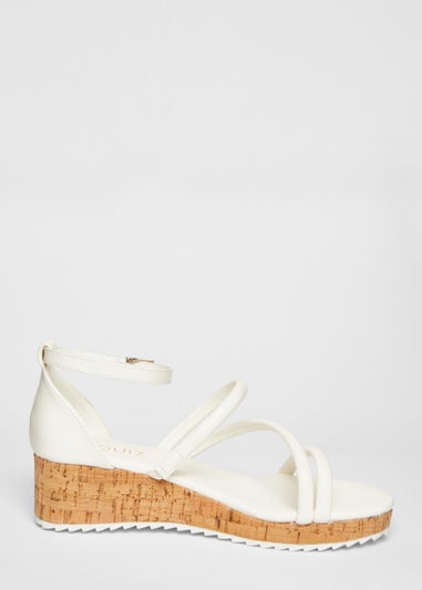 Quiz White Strappy Low Wedges