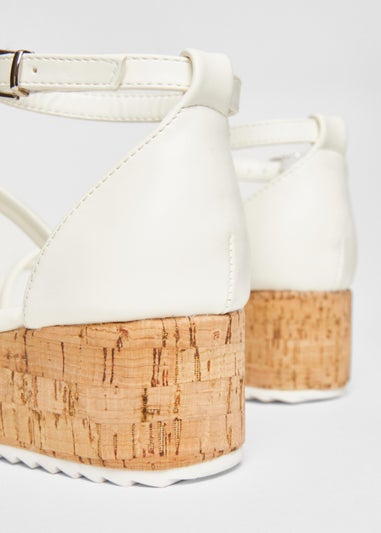 Quiz White Strappy Low Wedges