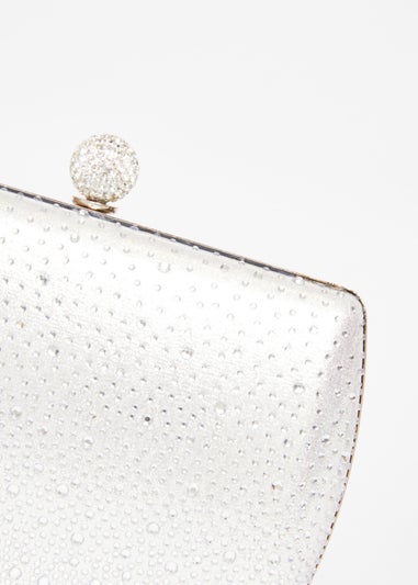 Quiz Silver Diamante Curve Box Bag