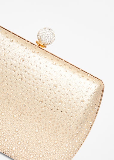 Quiz Gold Diamante Curve Box Bag