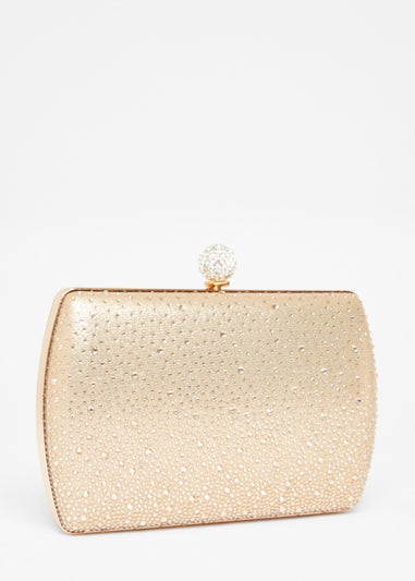 Quiz Gold Diamante Curve Box Bag