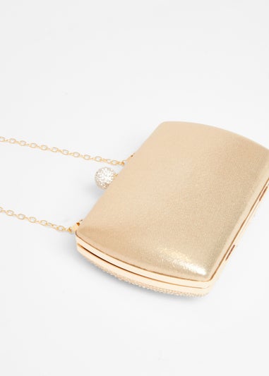 Quiz Gold Diamante Curve Box Bag